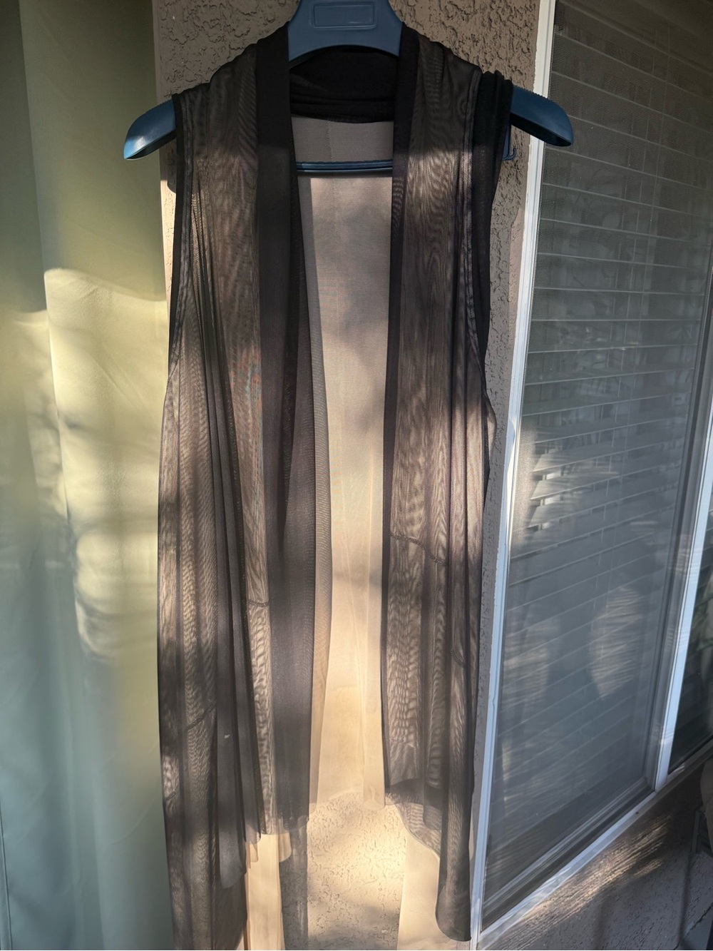 ORTTU Sheer Black Mesh Sleeveless Duster Vest